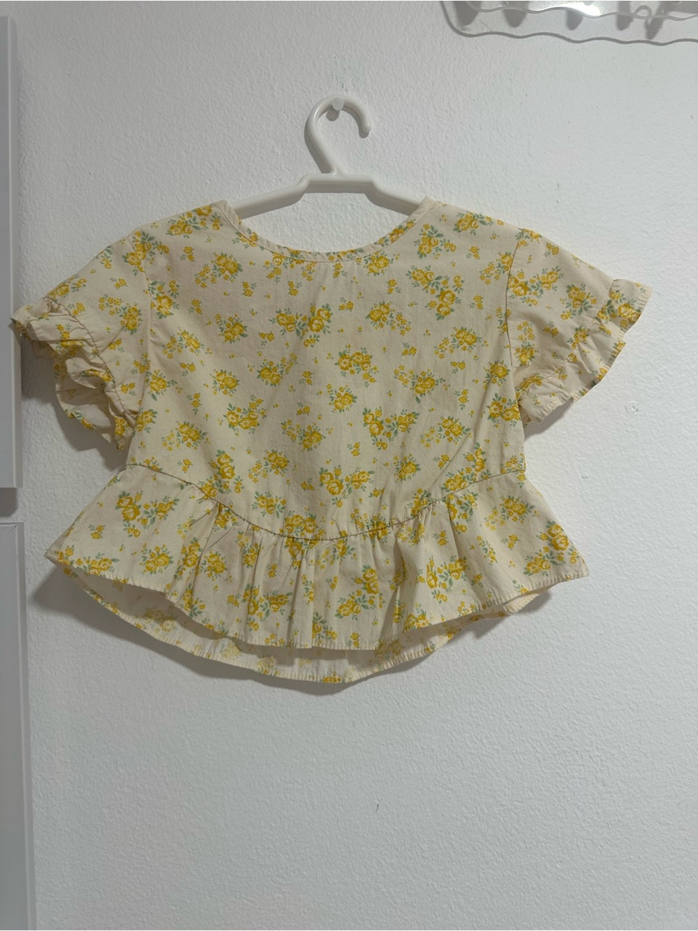 Zara Girls Yellow Floral Peplum Top & Wide Leg Pants Set 4-6Y